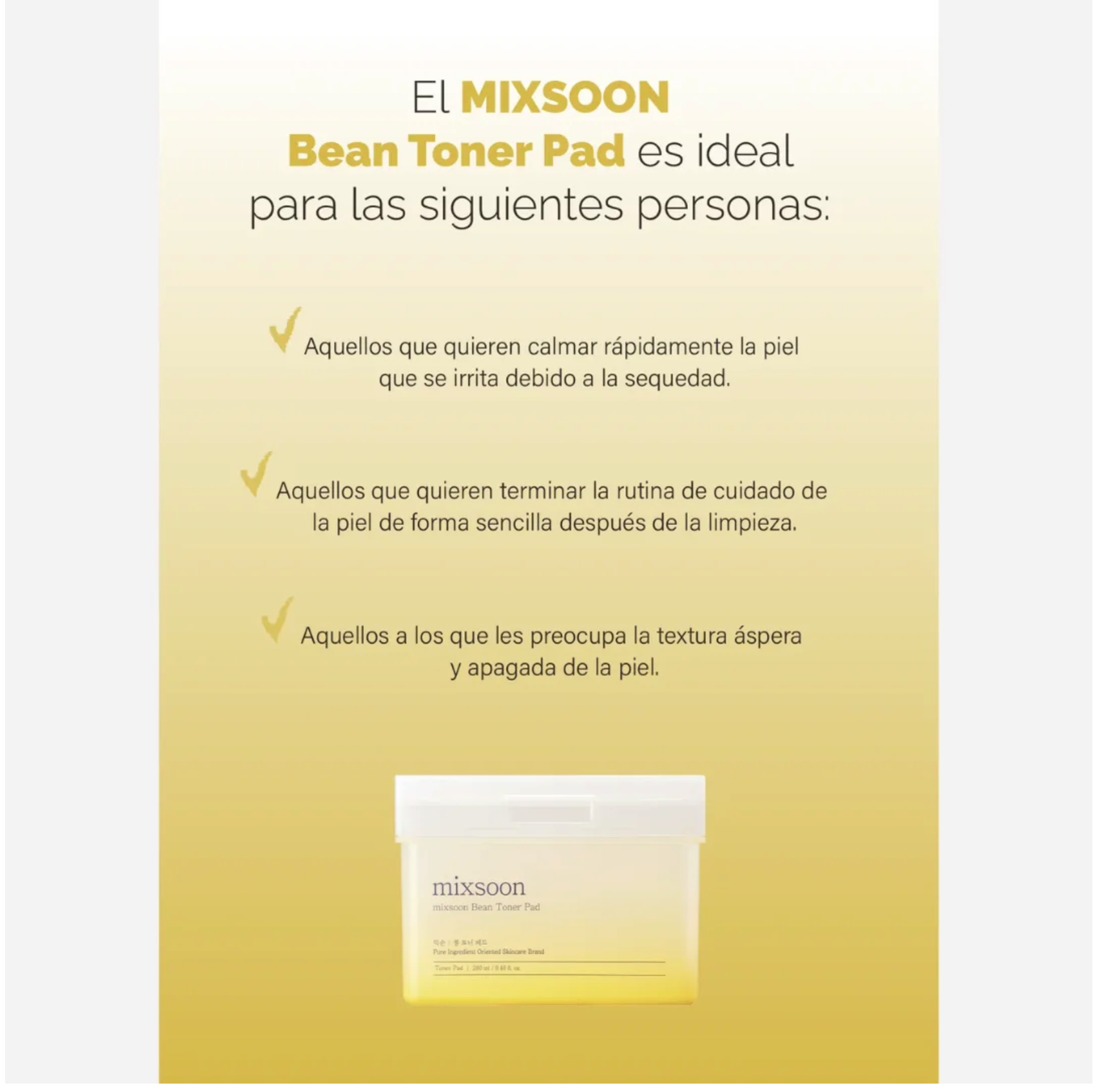 Mixsoon Almohadillas de tónico “Bean Toner Pad” 70ea (280ml)